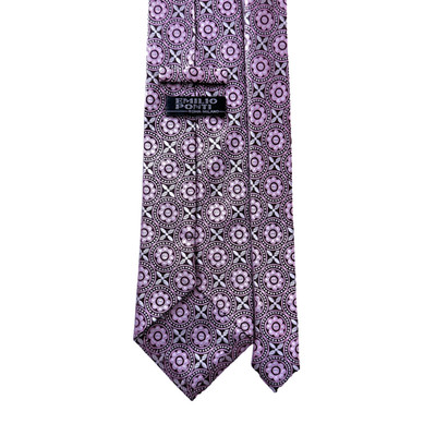 Emilio Ponti Silk Tie Pink Silvery Green Medallions Foulard Men Necktie 59.5 x 4