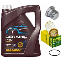 MotoröL Filter Set Mannol 10W-40 5 Liter + Schraube FüR Audi A5 Q5 1.8 2.0 Tfsi