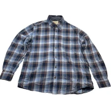 Weatherproof Vintage Plaid Flannel Button Up Shirt Long Sleeve Mens L G Cotton