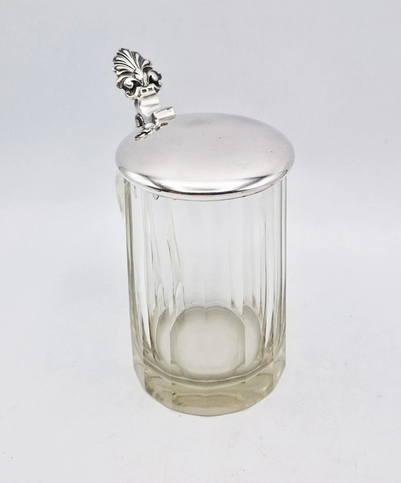 PLACA DE PLATA ALEMANA FINA WMF PIEDRA DE VIDRIO CORTADO CUBIERTO / JARRA c1900 Foto 3 de 4