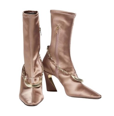 Zimmermann Crescent Stretch Boot Short | Blush/Pink/Gold, Sock, Ankle, Satin
