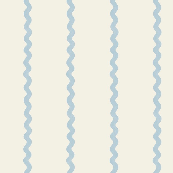 World Of Wallpaper Kinder Wellen Linien Streifen Tapete Creme Blau 50477 Neu-image