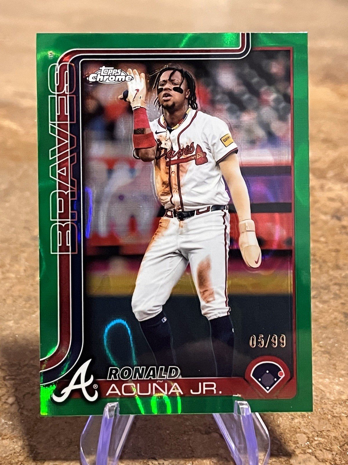 2025 Topps Chrome RONALD ACUNA JR #257 Green Lava Refractor /99 Braves