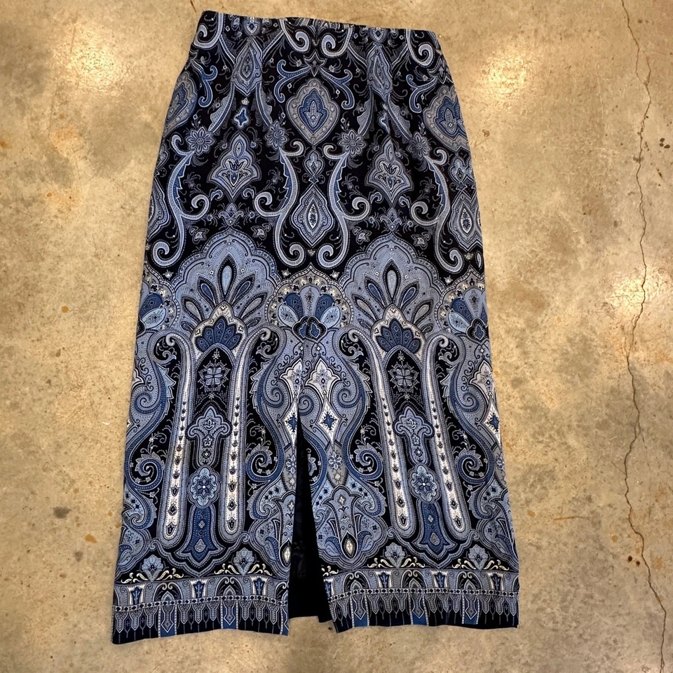 Falda De Colección Talbots Pura Seda Paisley Talla 12 Negocios Informal Clásica Indie Lujo Foto 4 de 4