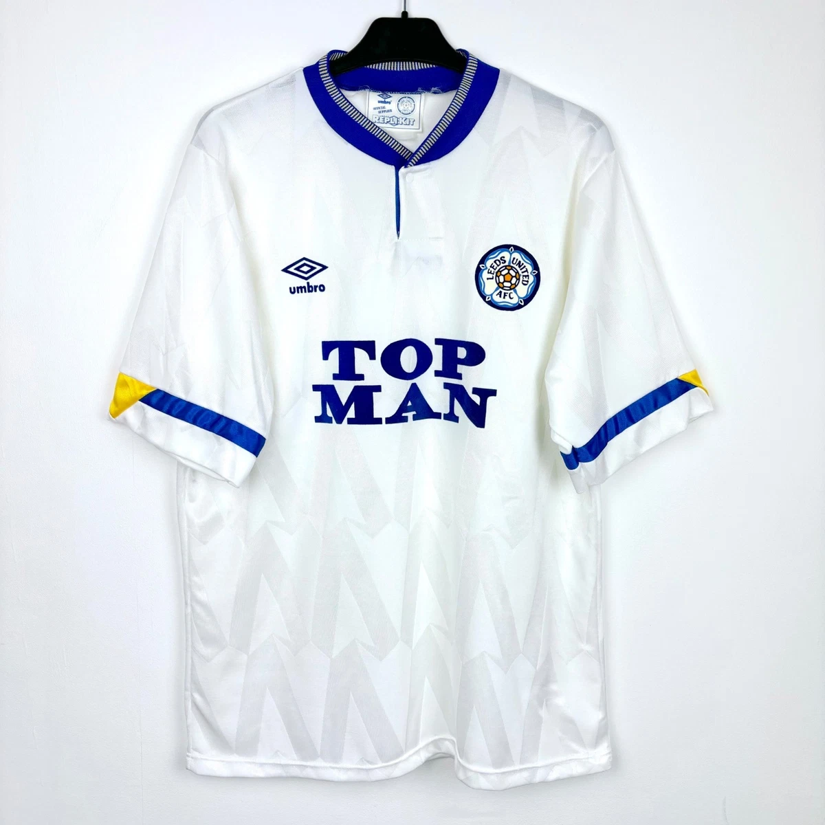 Maillot De Football Vintage Leeds United 1989-1991 Extérieur - Taille M - Umbro - Occasion Bon état