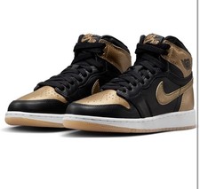 Air Jordan 1 Retro High OG GS 6.5Y Black Metallic Gold Sail New Box Damaged
