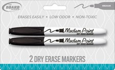 Board Dudes Medium Tip Dry Erase Markers 2/Pkg-Black