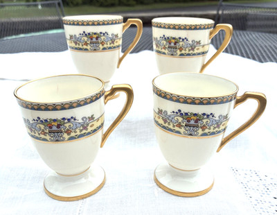Rare Find 4 Footed 3 1/2'' Lenox Demitasse Cups Gold Trim Golden Gate 1940s NWOT