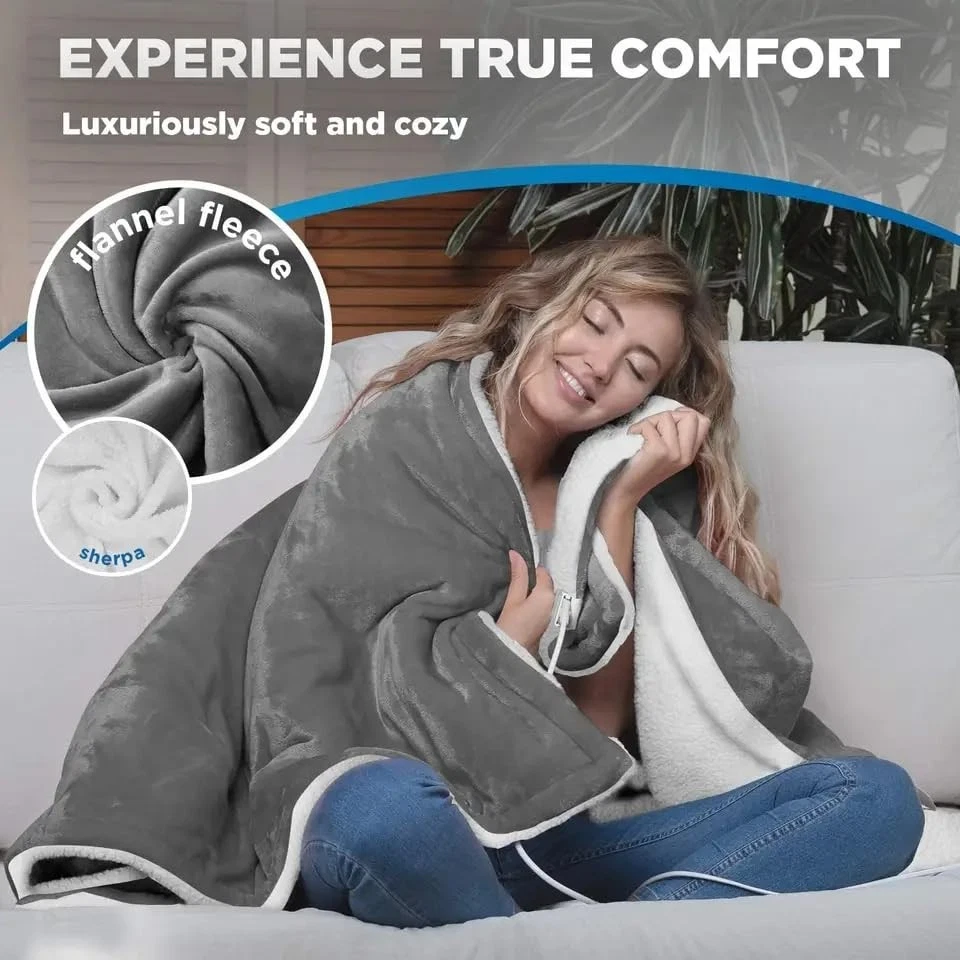 HEATED BLANKET THROW FLANNEL ELECTRIC BEST GIFT SAFE AND COMFORT 160X130 - Image 4 of 4