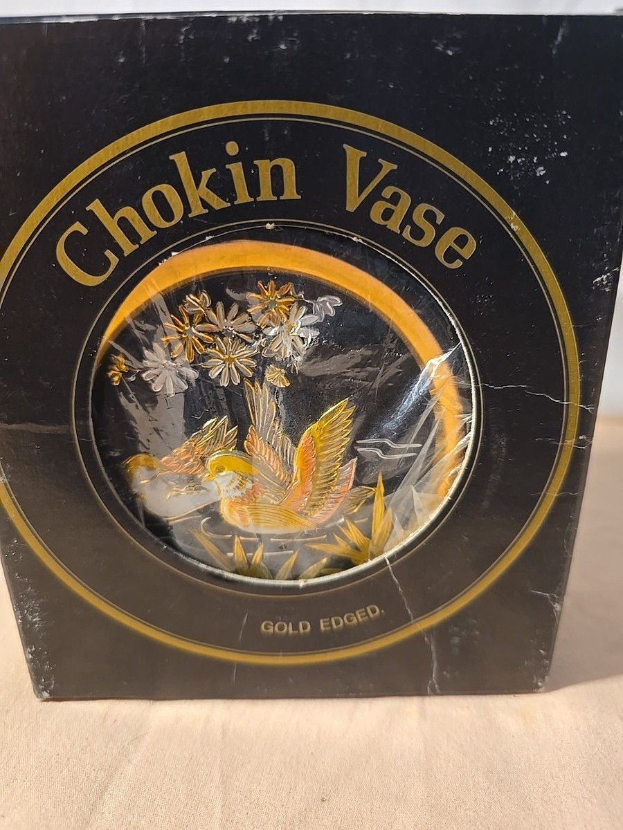 The Art Of Chokin Vase W/24k gold edged made in japan clean item