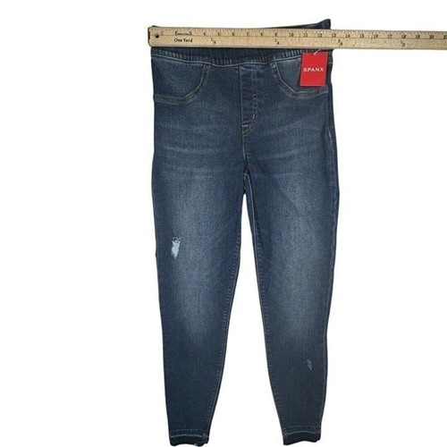 Jeans Spanx taglia S invecchiato orlo grezzo pull on elasticizzato vita alta nuovo con etichette - Foto 3 di 12