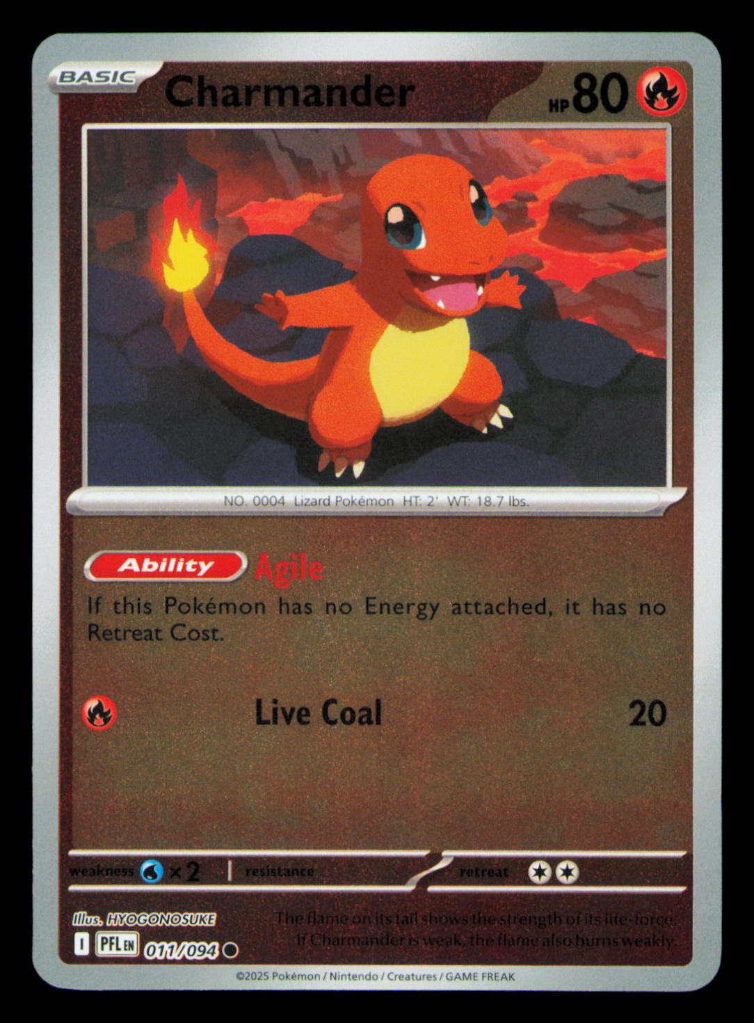 Charmander Reverse Holofoil Common ME02: Phantasmal Flames 011/094 NM