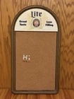Vintage Miller Lite Beer Sign Bar Bulletin Board Mancave Wood Grain Corkboard