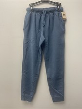 HANES Sweatpants Blue Sz Medium Drawstring Waist Made In USA