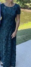 Alex Evenings Gown Dress Womens 8 Blue-Green -Black Lace Sequin