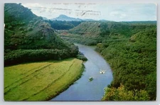Honolulu Hawaii HI Wailua River Kauai Th Aerial View c1950-70s Postcard