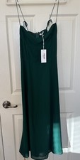 Reformation Juliette Dress in Emerald Dark Green Side Slit Sz 6