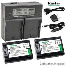 LCD Dual Fast Charger & 2 x Battery for Sony NP-FV50 DCR HXR FDR HDR NEX-VG30