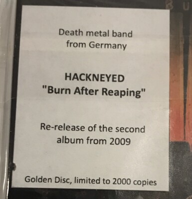 Hackneyed - Burn After Reaping CD 2015 Metal Mind [Gold Disc