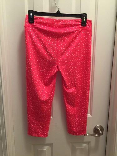 Under Armor Pink Dots Athletic Capri Tights Girls Youth Size L Logo Heat Gear - Picture 6 of 16