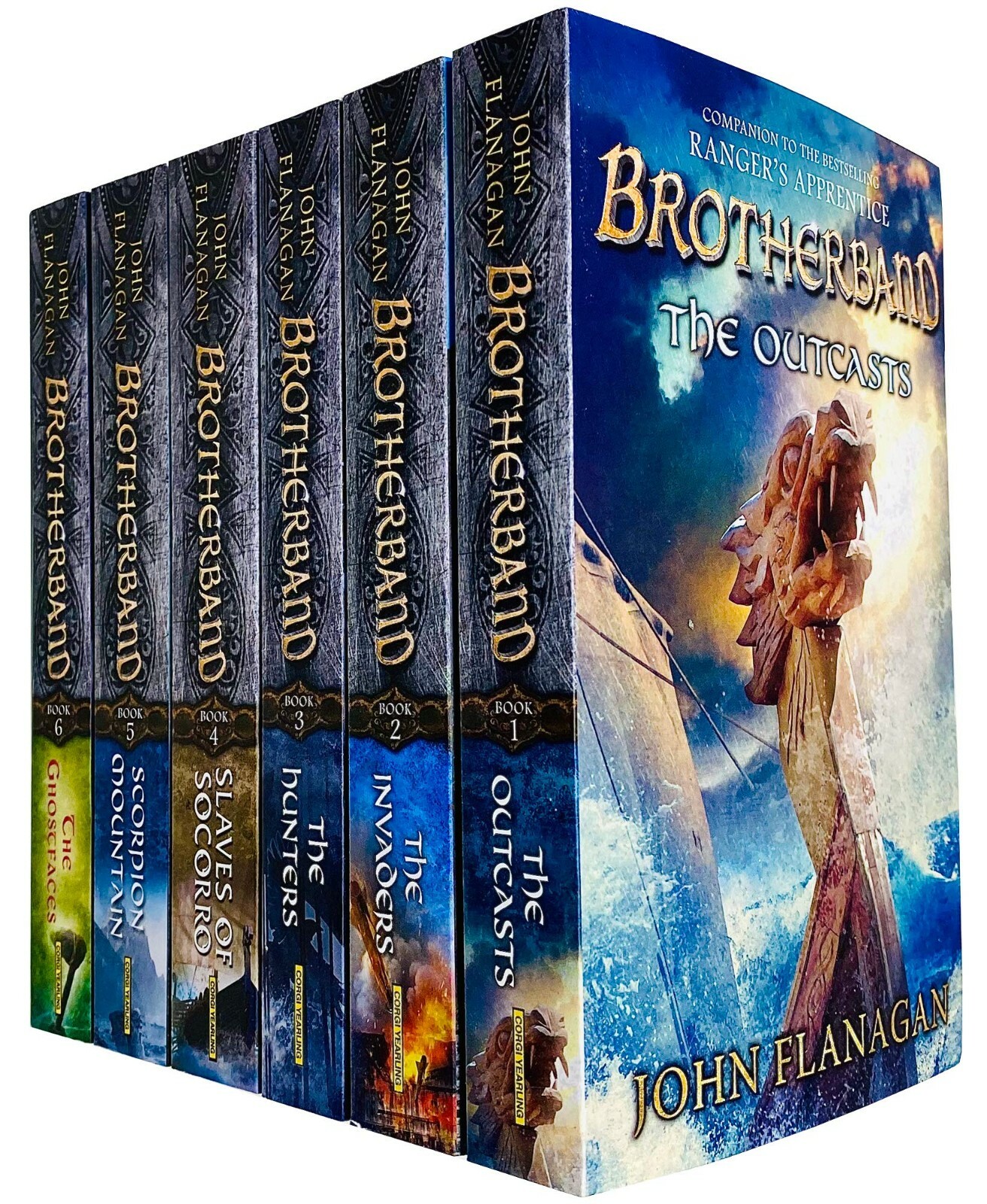 John Flanagan Brotherband Series 6 Books Collection Set Outcasts Invaders Hunter