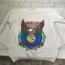 NWOT VINTAGE Desert Storm Sweatshirt Mens Large White Military Army Sweater