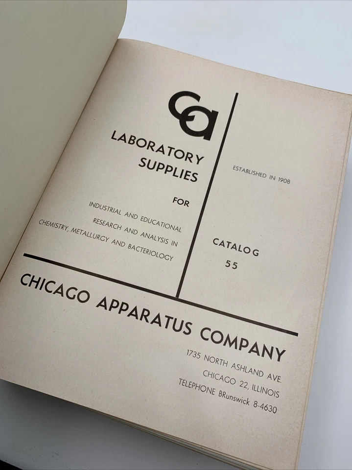 Chicago Apparatus Co. Catálogo 1954 HC Suministros Químicos Farmacia Laboratorio Foto 4 de 4