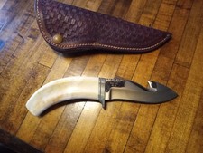 CUSTOM NOLEN KNIFE, GUT HOOK, AFRICAN SERIES WART HOG   , FIXED BLADE, SHEATH
