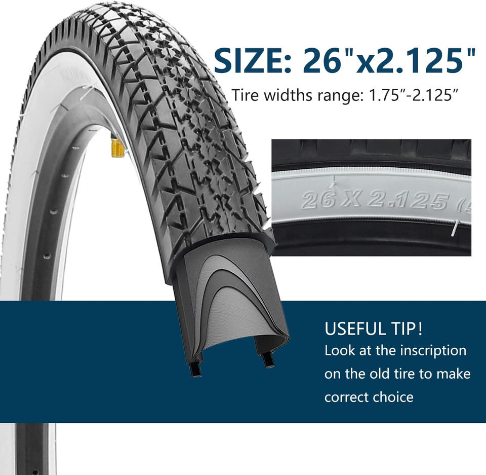Bike Tire,26" X 2.125" / 24"X2.125" Folding Beach Cruiser Bicycle Tires