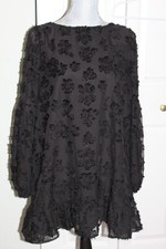 Forever 21 Black Party Dress, Sheer Overlay, Long Sleever, Loose Fit, Size L