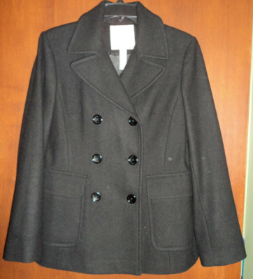 Ladies Covington Outerwear Black Wool Pea Coat Size S - Main Image