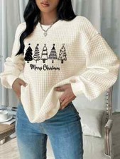 Women's Casual Christmas Waffle Sweatshirt