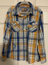Boys Guess Roll Tab Long Sleeve Button Up Shirt Size 5/6-EUC- 244