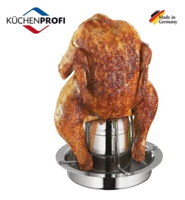 SUPPORTO PER CUOCERE UN POLLO INTERO IN ACCIAIO X FORNO E BARBECUE "KUCHENPROFI"
