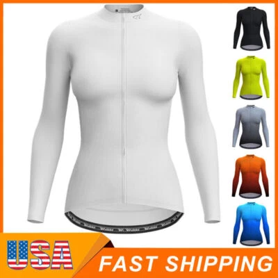 Long Sleeve Cycling Jersey Womens Wulibike Bike Jersey for Ladies with 3 Pockets