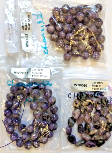 660 cts Charoite Gem Beads Rounds 10mm Nuggets Jewellery Making - Afbeelding 1 van 4