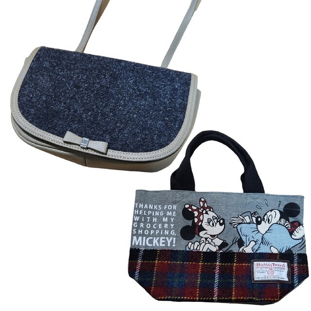 Bulkharris Tweed Disney Tote Shoulder Bag Set Of 2 Unisex Knit Wool Limited Edit
