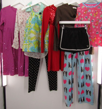 Girls Size 12 M 9pc Mixed LOT Pajamas Shorts Dress Pants Justice Mixed Brand