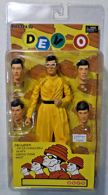 DEVO - 2005 NECA Action Figure w/Interchangeable Heads, Energy Dome, Whip NIB