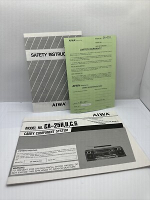 Aiwa Model No. ca-25h,u,c,g manual Carry Component System