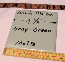 1 pc. Vintage Gray-Green Matte Ceramic Tile 4-3/8"  by The Mosaic Co.  NOS 