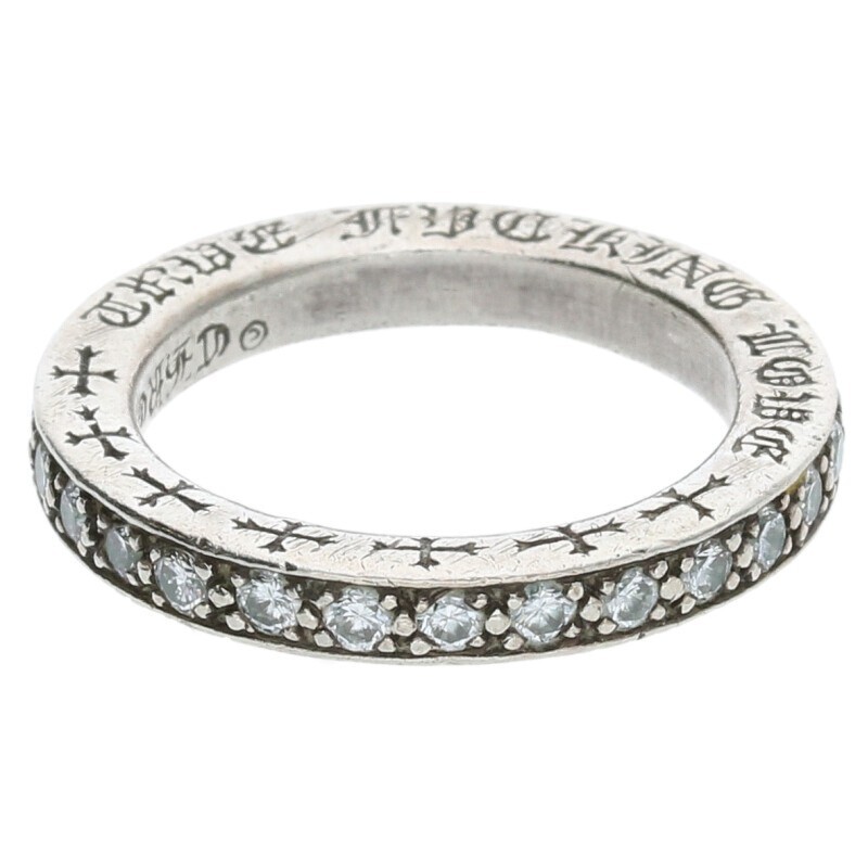 Chrome Hearts US 5 Pave Diamond Silver Ring 4.04g - Authentic 