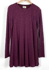 Show Me Your Mumu Womens Small Tyler Tunic Burgundy Lace Long Sleeve Swing Dress