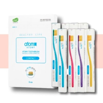 ATOMY Compact Toothbrush 8pcs 99.9% Gold Coated Nano Vitality Brush Oral Care