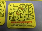 VINTAGE BELLOWS WHISKEY LOUISVILLE KENTUCKY HAD ROUGH DAY HORSE ARROWS COASTERS — photo 2