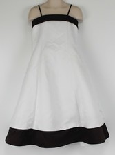 David's Bridal White Brown Satin Formal Dress Girls Sz 3 A-Line Flower Girl