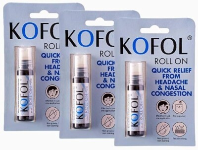 Charak Kofol Roll On  For Headache & Nasal Congestion | Cold & Cough - Pack of 3
