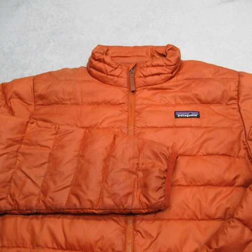 Patagonia Down Sweater Jacket Youth XXL Orange Insulated Full Zip Puffer READ - Picture 7 of 20