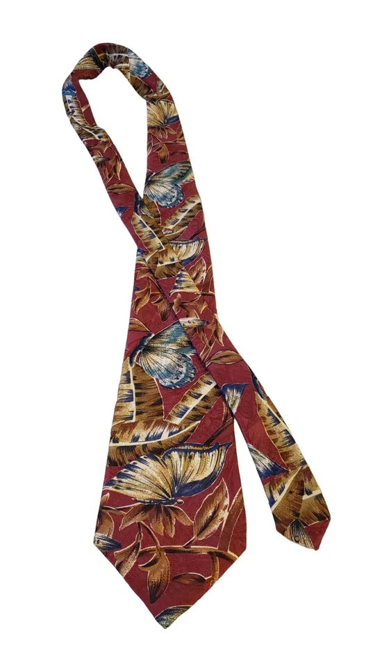 Corbata para Hombres Je Suis Cosida a Mano Barra Tackeada Patrón Mariposa Multicolor Foto 4 de 4