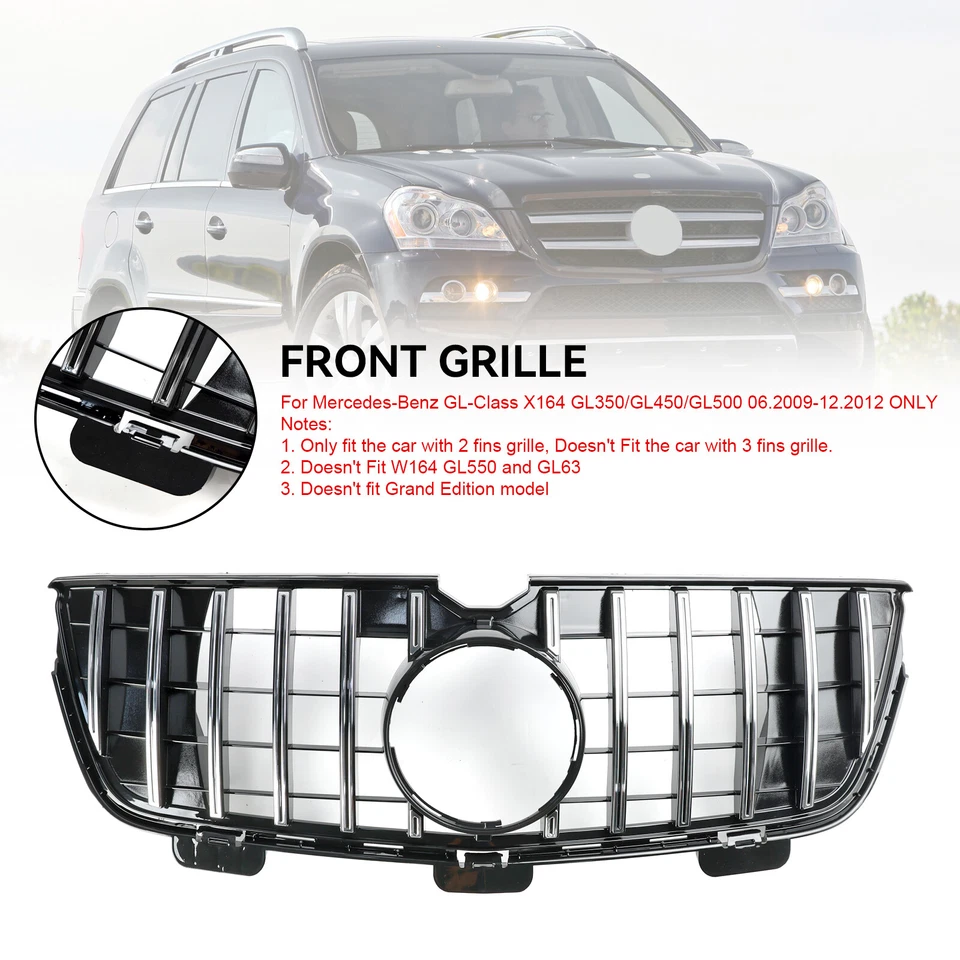 Parrilla de parachoques delantero para Mercedes-Benz GL X164 GL450 GL500 2010-12 cromada Foto 4 de 4